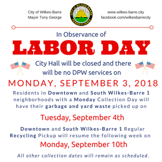 Labor Day Collection Schedule